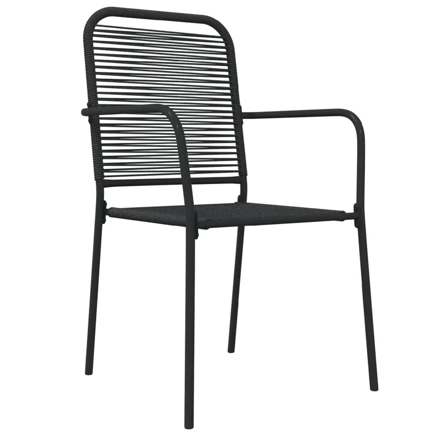 5 pcs garden dining set Black Cotton rope and steel - 5