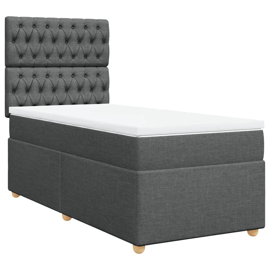 Sommier à lattes de lit avec matelas Gris foncé 100x200cm Tissu - 3