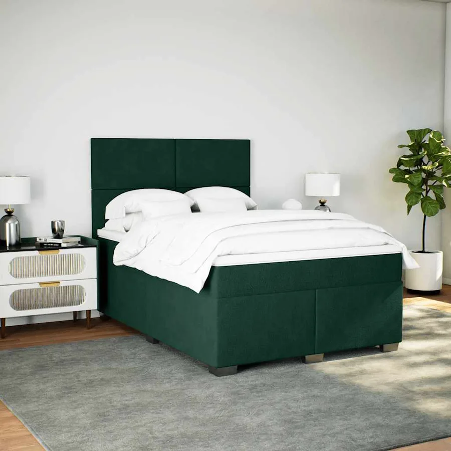 Sommier à lattes de lit et matelas Vert foncé 160x200cm Velours - 4