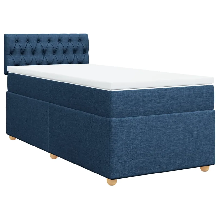 Sommier à lattes de lit avec matelas Bleu 100x200 cm Tissu - 2