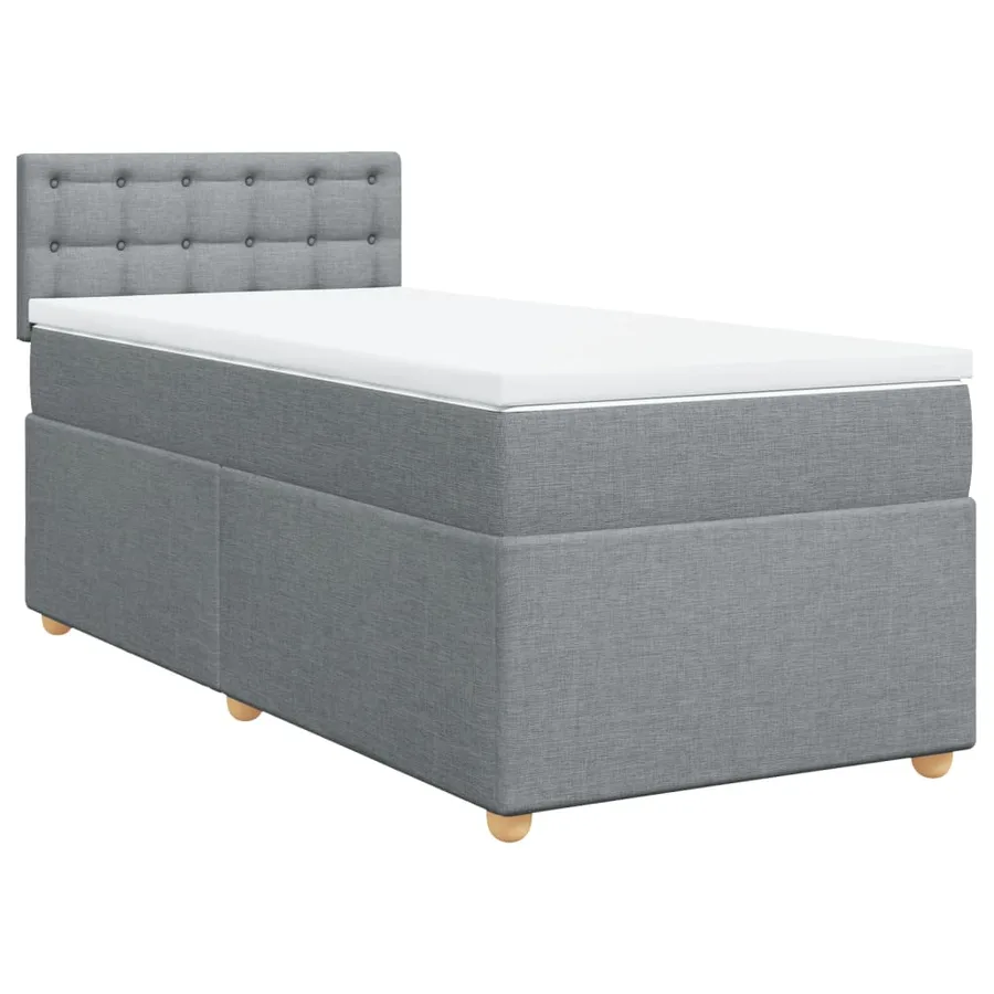 Sommier à lattes de lit avec matelas Gris clair 90x200 cm Tissu - 2