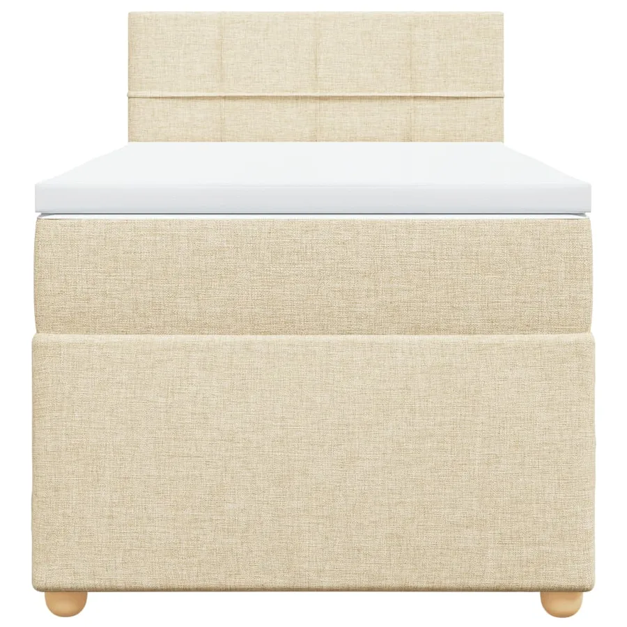 Sommier à lattes de lit avec matelas Crème 90x200 cm Tissu - 4