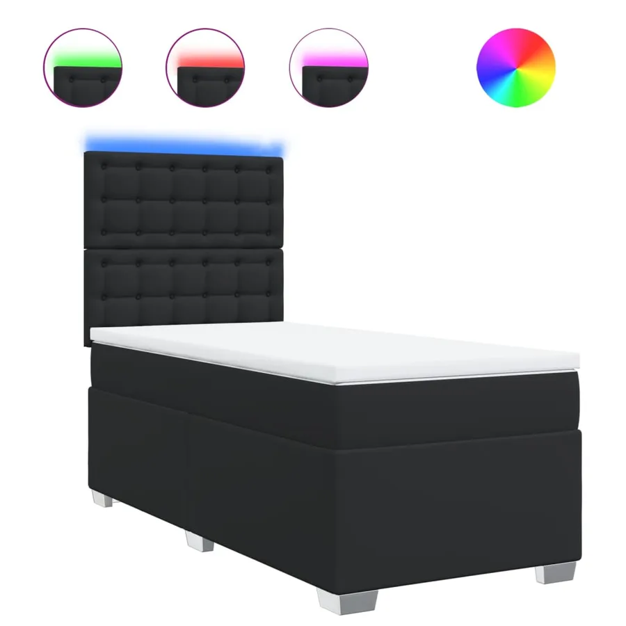 Sommier à lattes de lit avec matelas Noir 90x200 cm Similicuir - 2