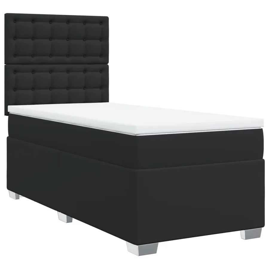 Sommier à lattes de lit avec matelas Noir 90x200 cm Similicuir - 3
