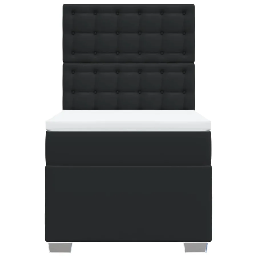 Sommier à lattes de lit avec matelas Noir 90x200 cm Similicuir - 6