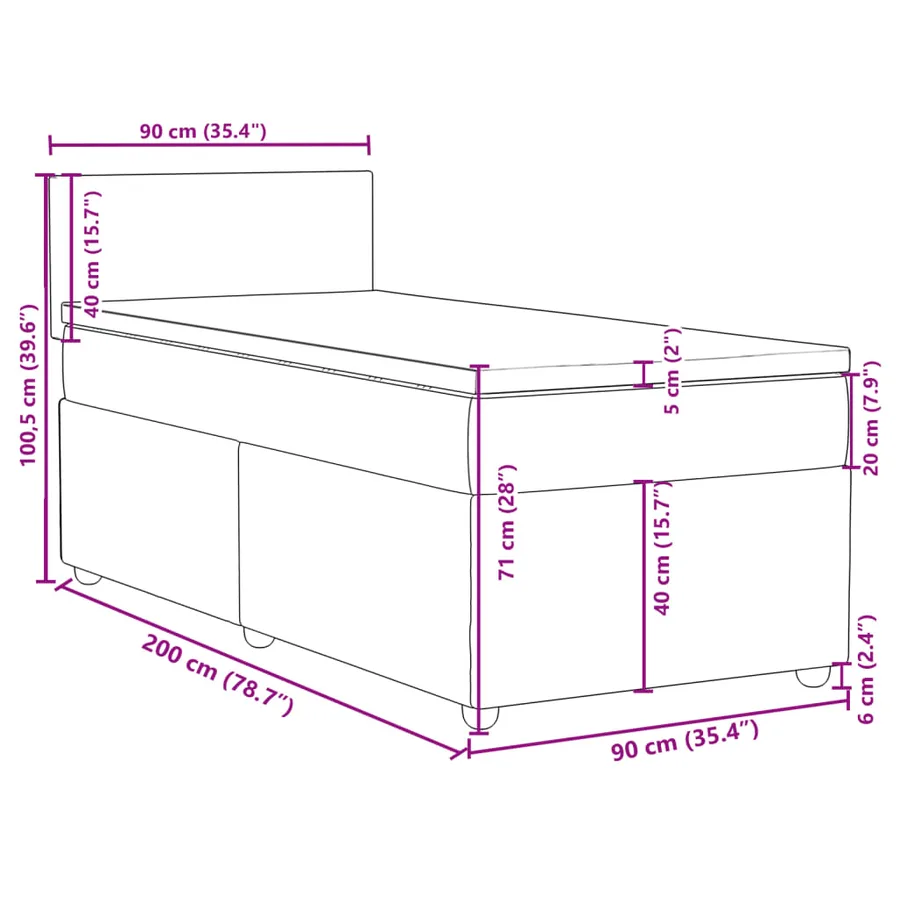 Sommier à lattes de lit avec matelas Gris clair 90x200 cm Tissu - 18