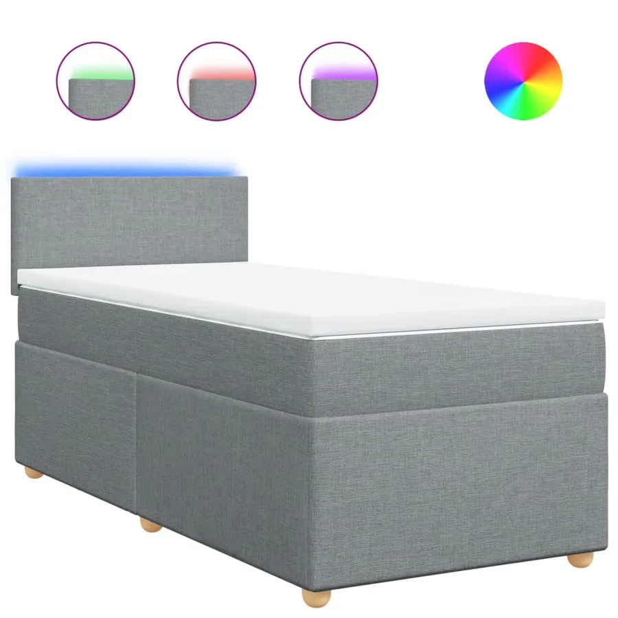Sommier à lattes de lit avec matelas Gris clair 90x200 cm Tissu - 2