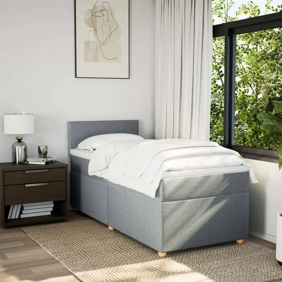 Sommier à lattes de lit avec matelas Gris clair 90x200 cm Tissu - 4