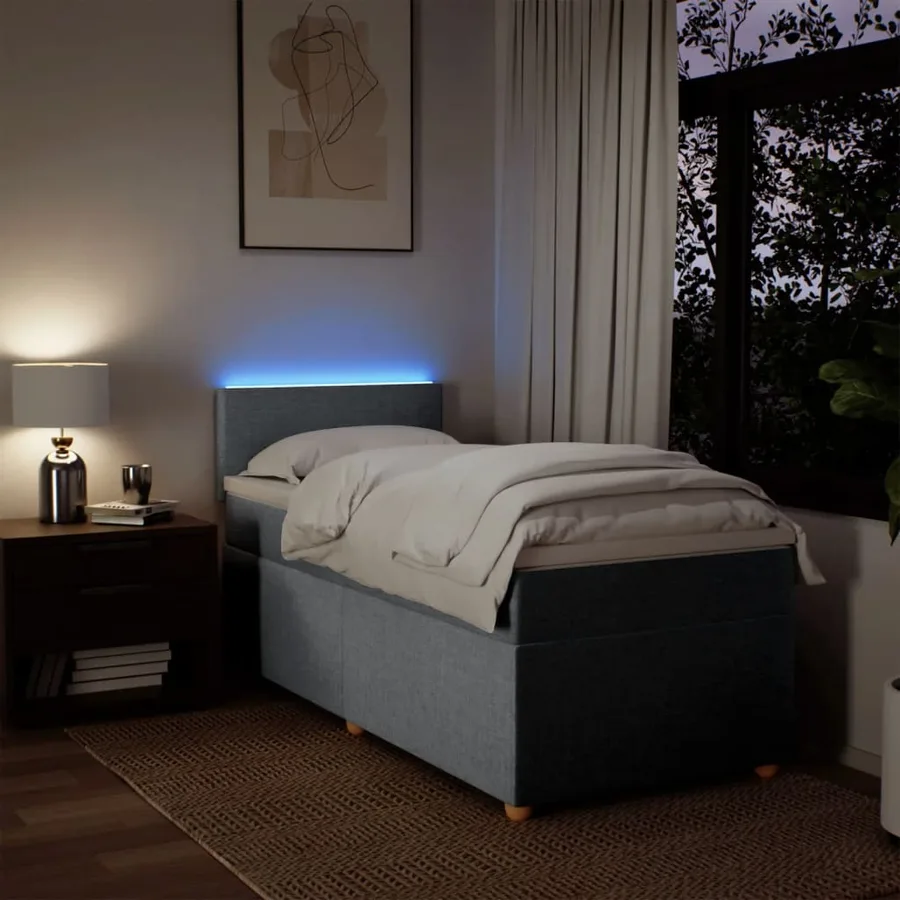 Sommier à lattes de lit avec matelas Gris clair 90x200 cm Tissu - 5