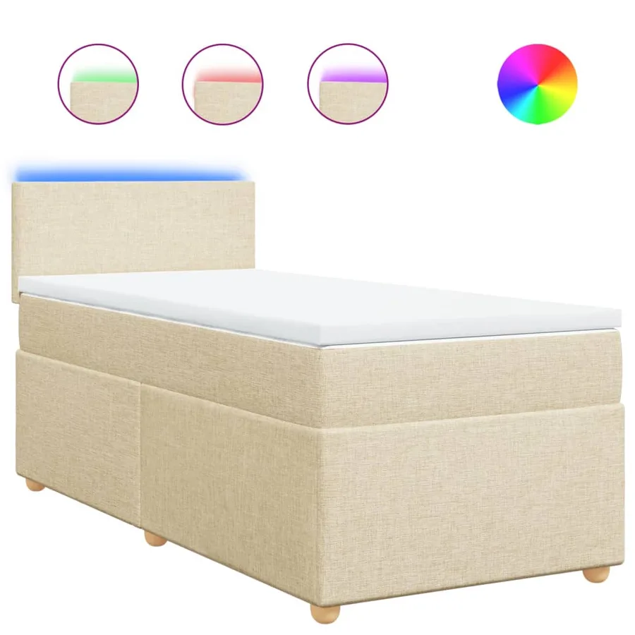 Sommier à lattes de lit avec matelas Crème 90x200 cm Tissu - 2
