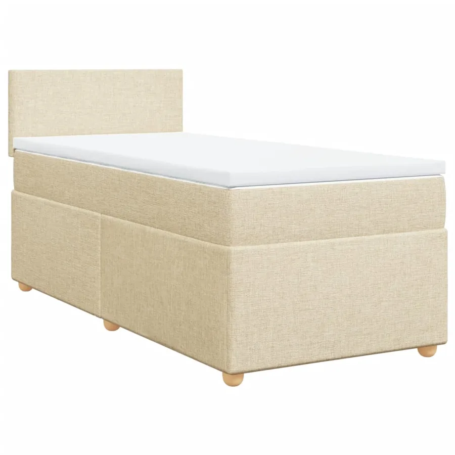 Sommier à lattes de lit avec matelas Crème 90x200 cm Tissu - 3