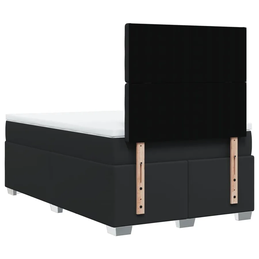 Sommier à lattes de lit avec matelas noir 120x190 cm similicuir - 12