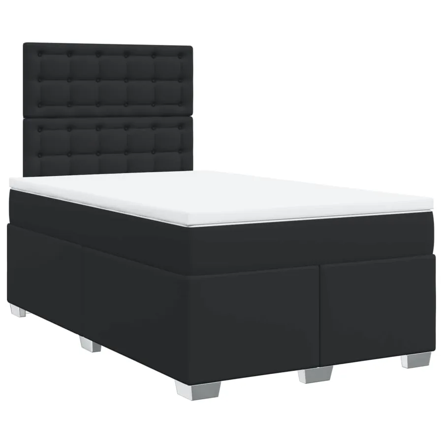 Sommier à lattes de lit avec matelas noir 120x190 cm similicuir - 3