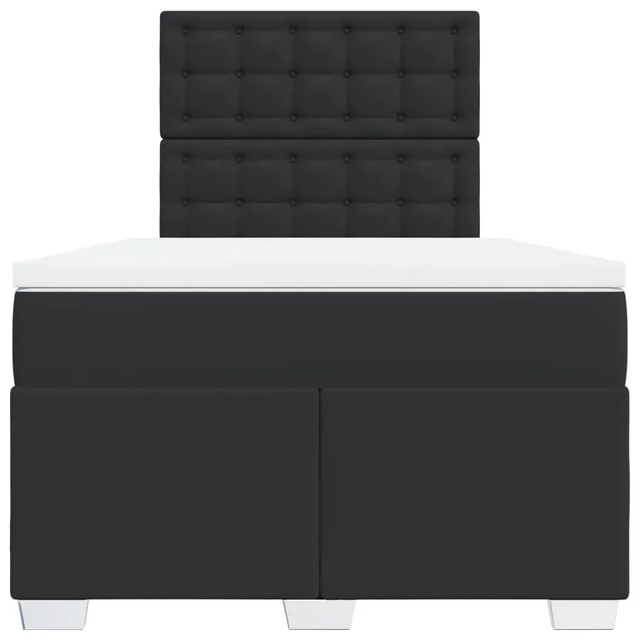 Sommier à lattes de lit avec matelas noir 120x190 cm similicuir - 6