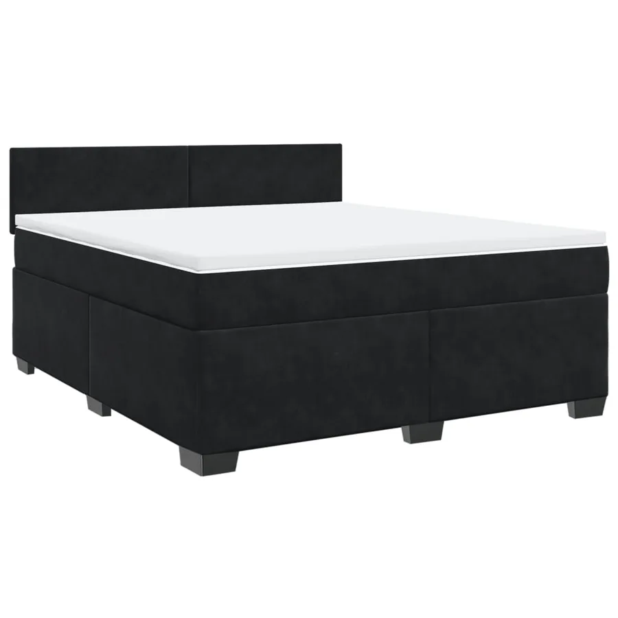 Sommier à lattes de lit avec matelas Noir 180x200 cm Velours - 3