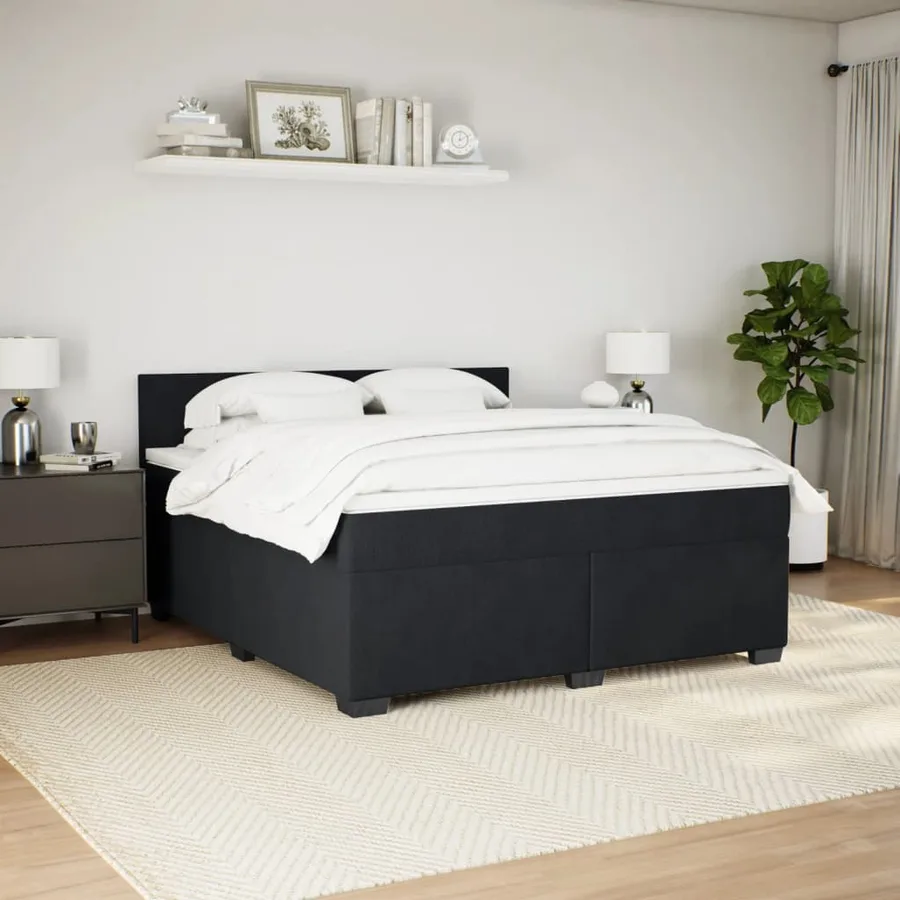 Sommier à lattes de lit avec matelas Noir 180x200 cm Velours - 5
