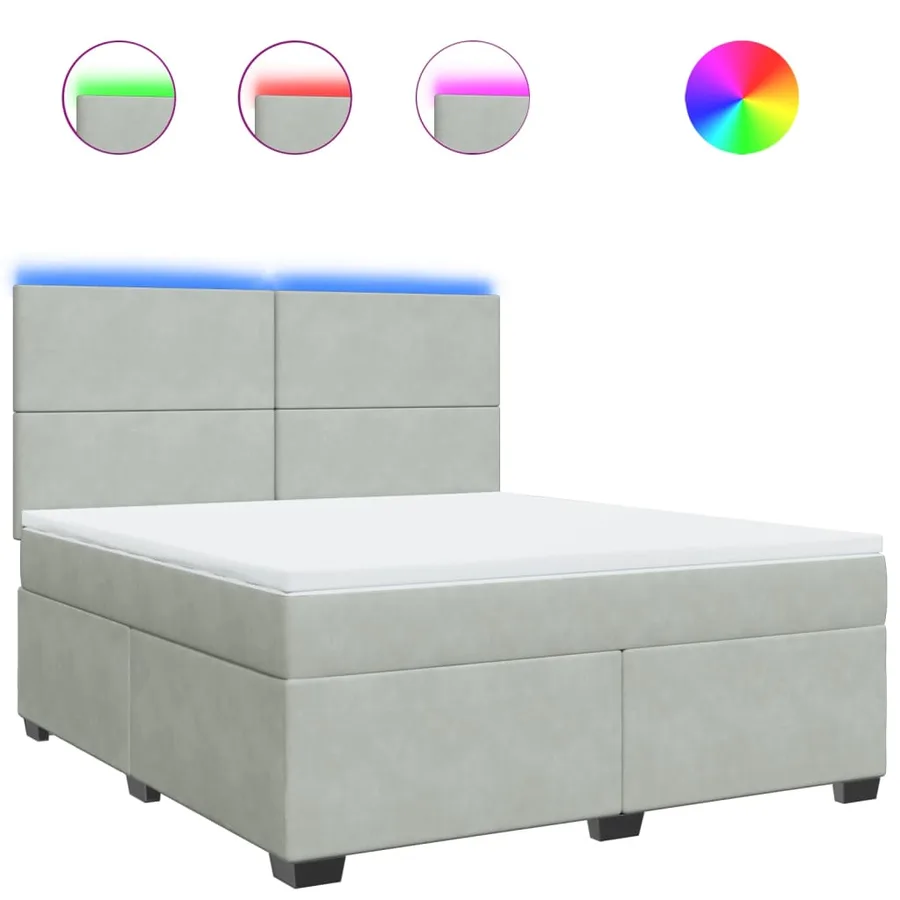 Sommier à lattes de lit et matelas Gris clair 180x200cm Velours - 2
