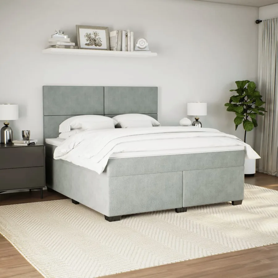 Sommier à lattes de lit et matelas Gris clair 180x200cm Velours - 4