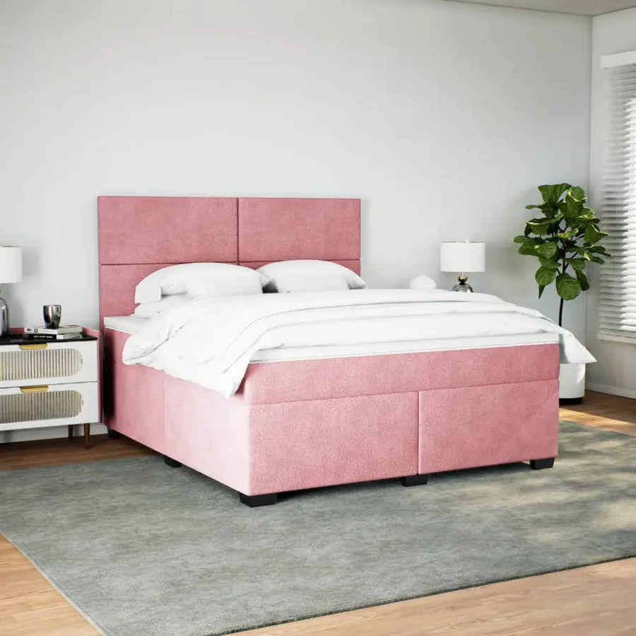 Sommier à lattes de lit avec matelas Rose 180x200 cm Velours - 3