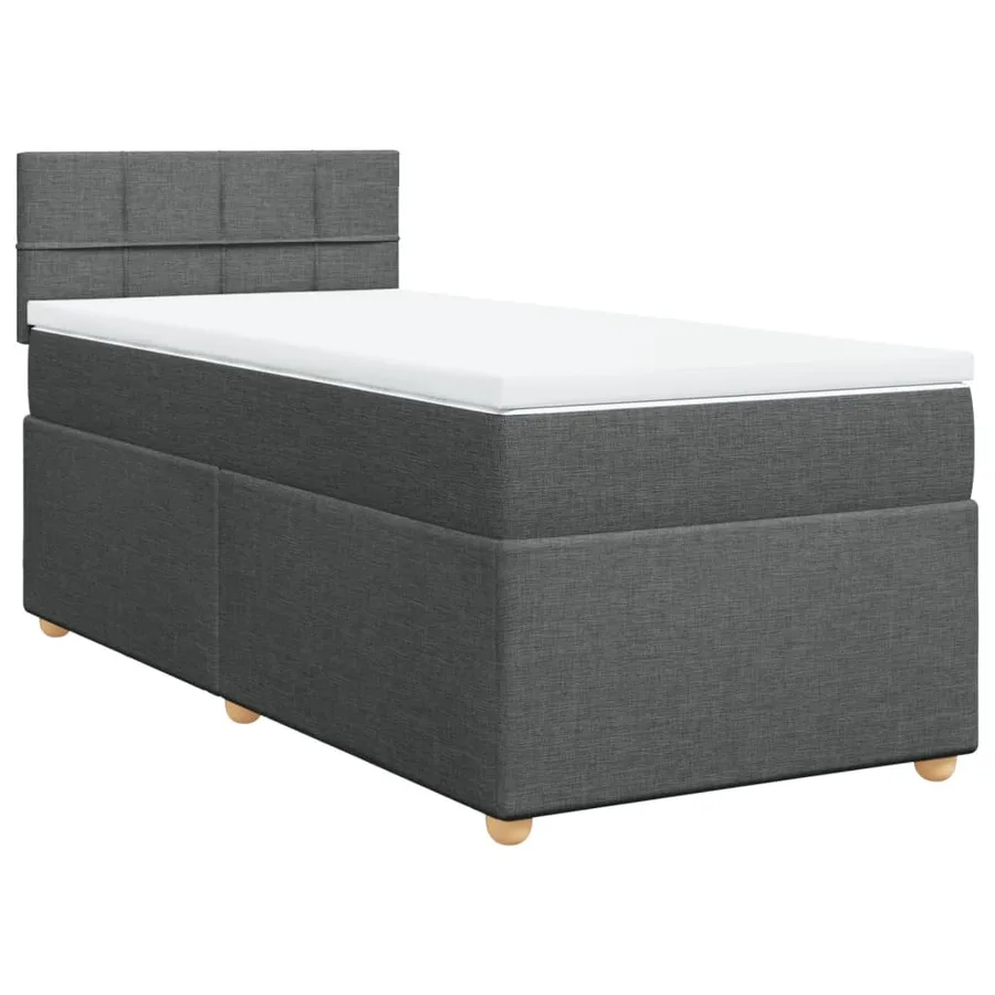 Sommier à lattes de lit avec matelas gris foncé 90x190 cm simple tissu - 2