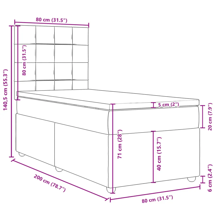 Sommier à lattes de lit avec matelas Crème 80x200 cm Tissu - 13