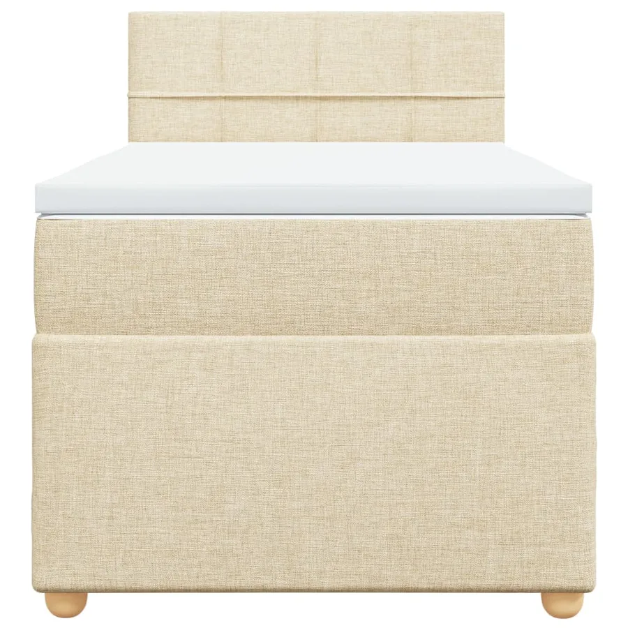 Sommier à lattes de lit et matelas Crème 90x190 cm Tissu - 6