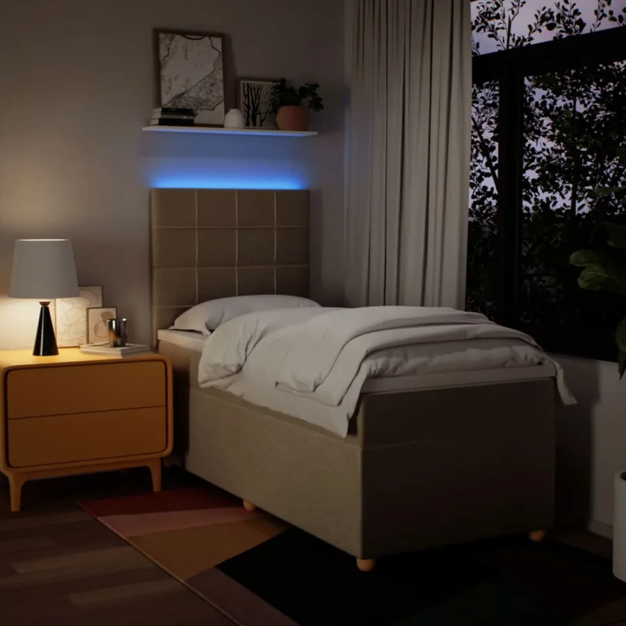Sommier à lattes de lit avec matelas Crème 80x200 cm Tissu - 4