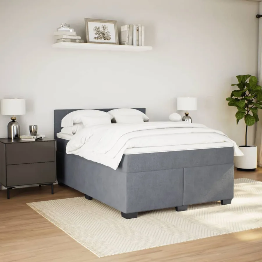 Sommier à lattes de lit et matelas Gris foncé 160x200cm Velours - 3
