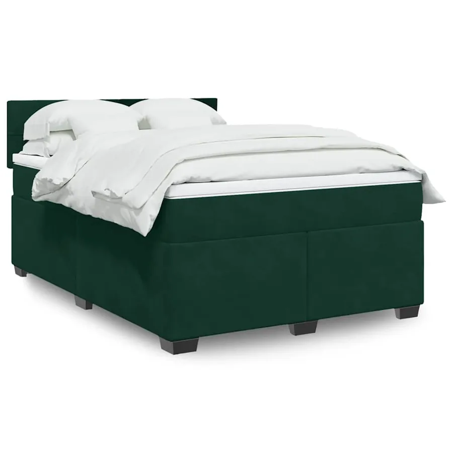 Sommier à lattes de lit et matelas Vert foncé 160x200cm Velours