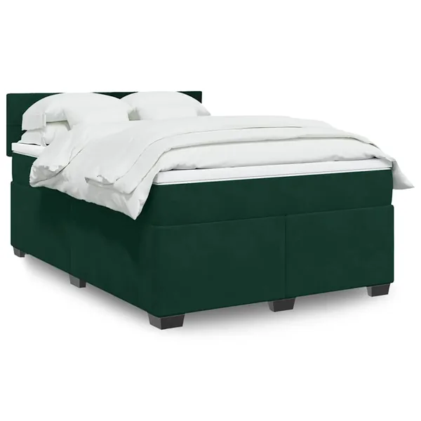 Sommier à lattes de lit et matelas Vert foncé 160x200cm Velours