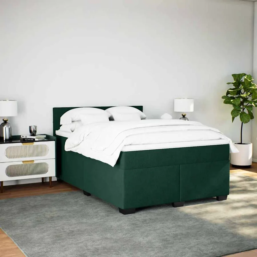 Sommier à lattes de lit et matelas Vert foncé 160x200cm Velours - 5