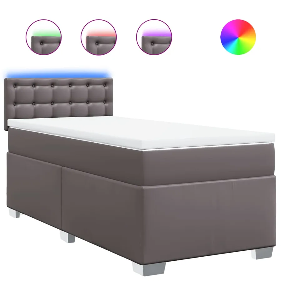 Sommier à lattes de lit avec matelas Gris 90x190 cm Similicuir - 2