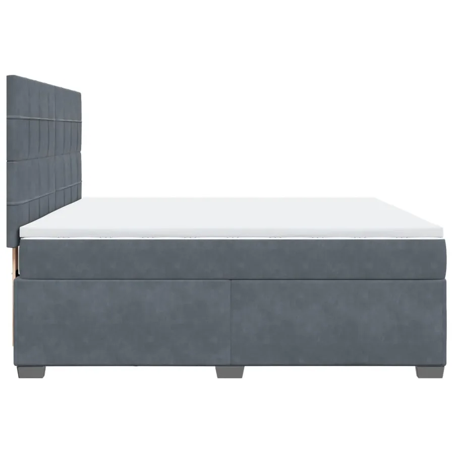 Sommier à lattes de lit et matelas Gris foncé 180x200cm Velours - 11