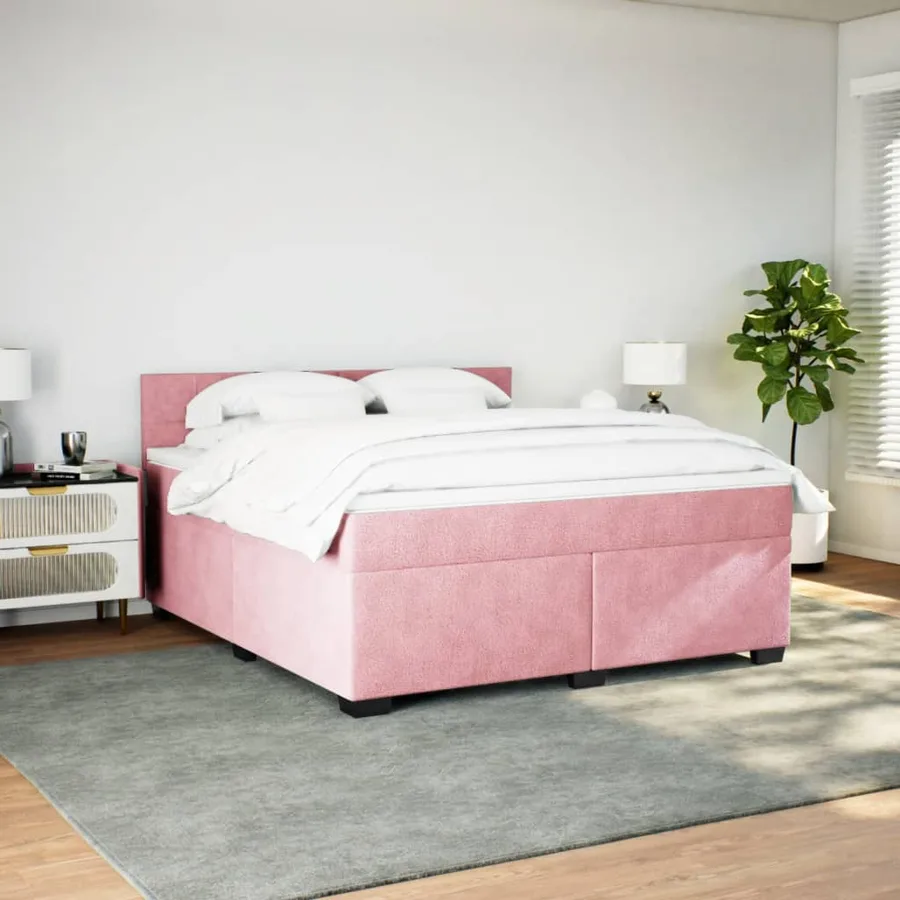 Sommier à lattes de lit avec matelas Rose 180x200 cm Velours - 3