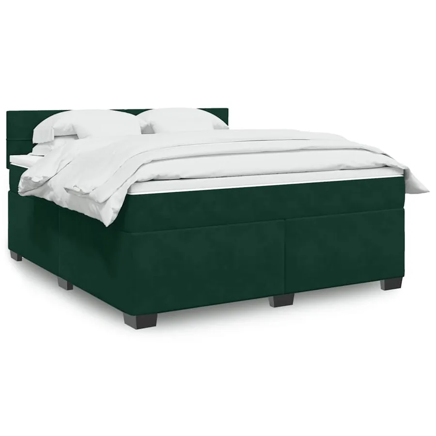 Sommier à lattes de lit et matelas Vert foncé 180x200cm Velours