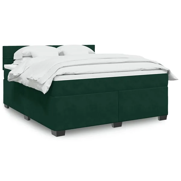 Sommier à lattes de lit et matelas Vert foncé 180x200cm Velours