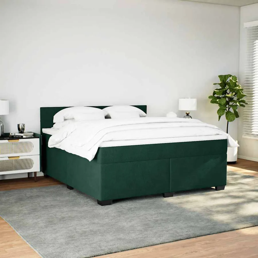 Sommier à lattes de lit et matelas Vert foncé 180x200cm Velours - 3