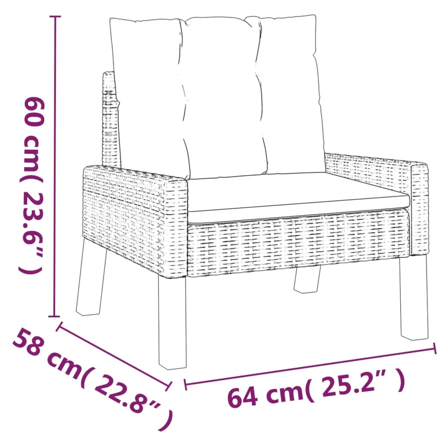 4 pcs garden lounge set and cushions Poly rattan and solid wood - 10