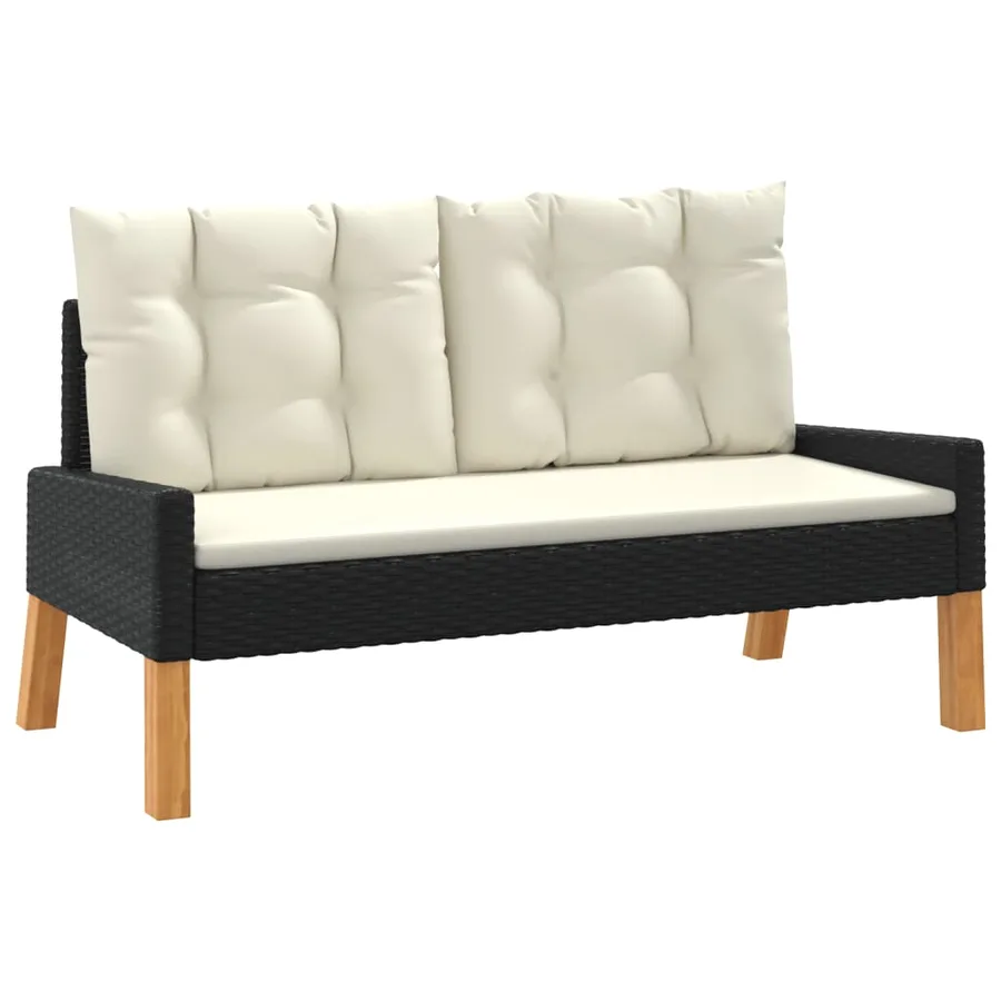 Salon de jardin 4 pcs et coussins Résine tressée et bois massif - 3