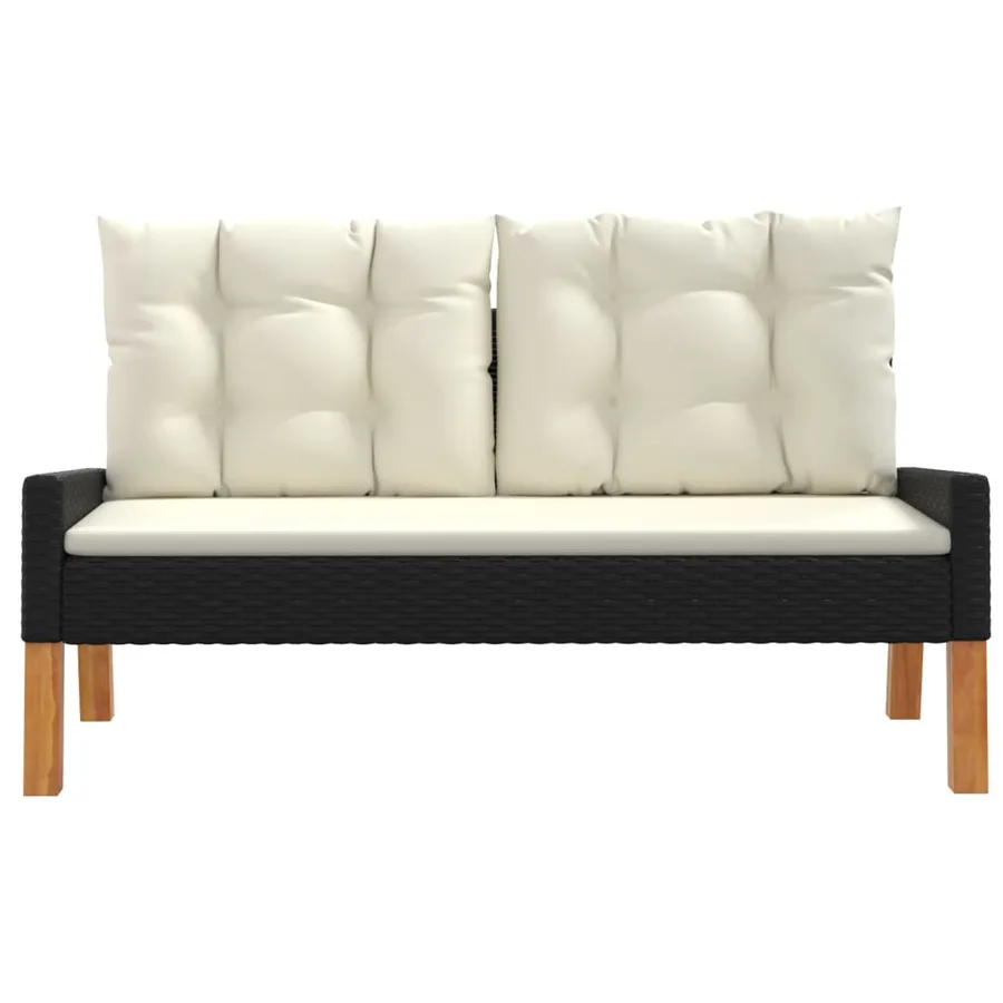 Salon de jardin 4 pcs et coussins Résine tressée et bois massif - 4