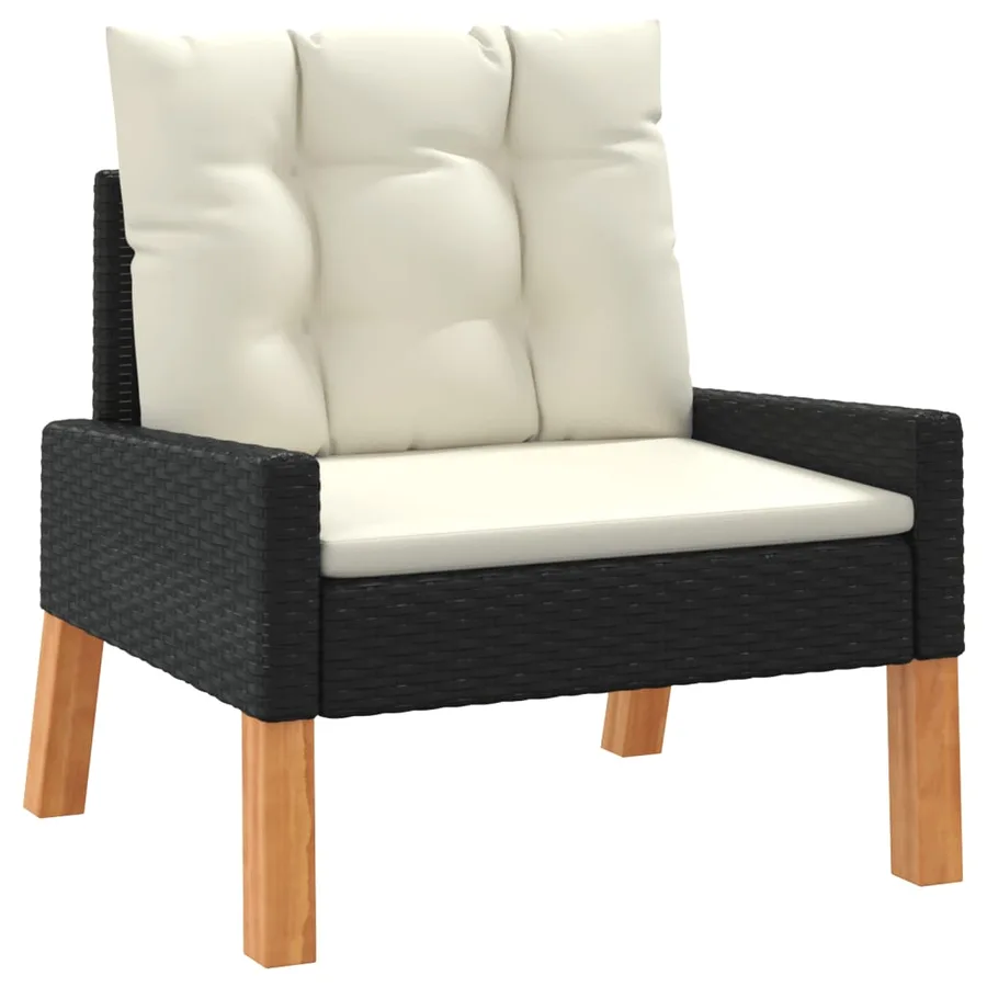 4 pcs garden lounge set and cushions Poly rattan and solid wood - 5