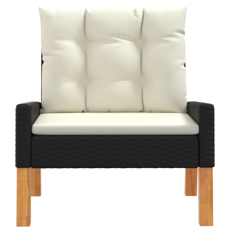 4 pcs garden lounge set and cushions Poly rattan and solid wood - 6
