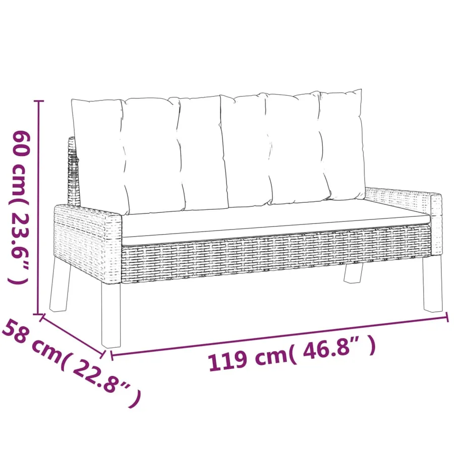 Salon de jardin 4 pcs et coussins Résine tressée et bois massif - 9