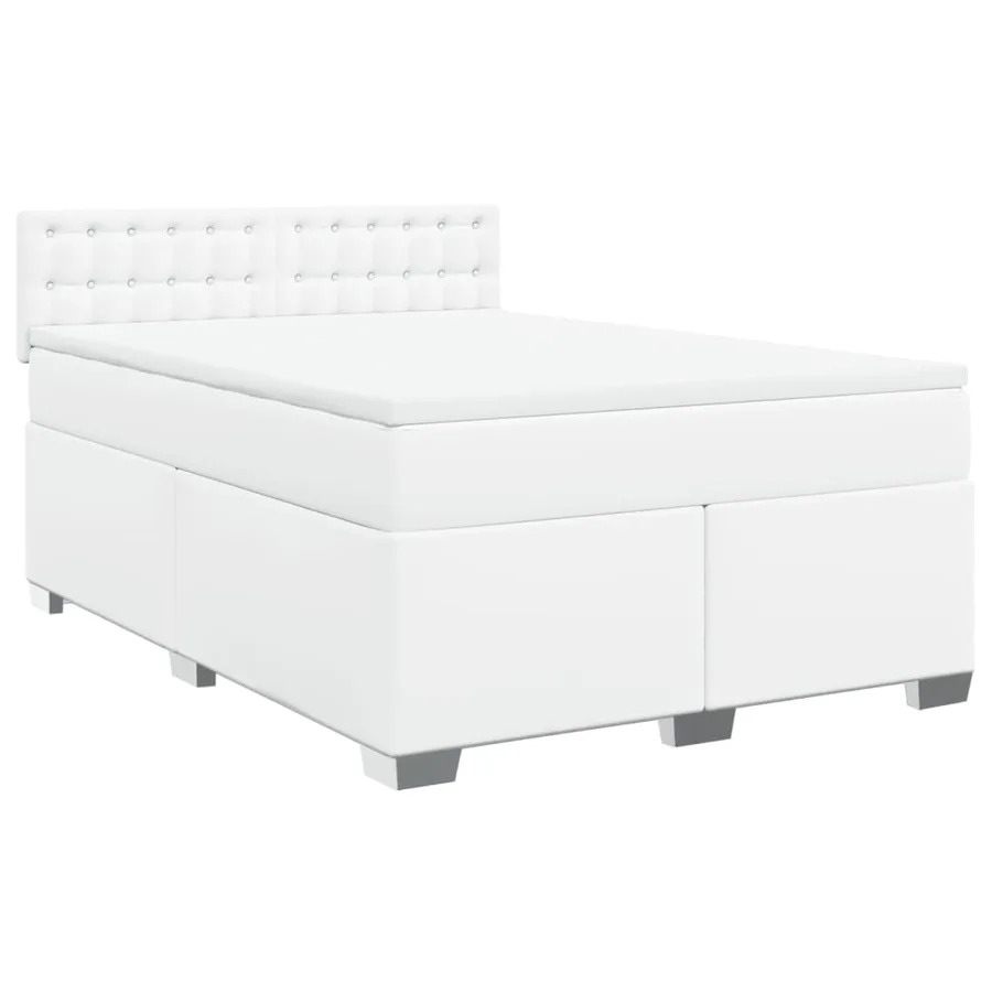 Sommier à lattes de lit avec matelas Blanc 140x190cm Similicuir - 2