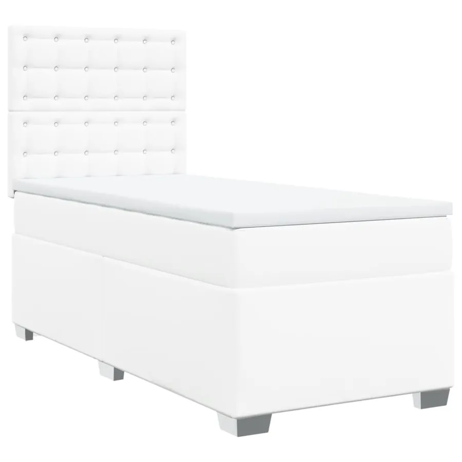 Sommier à lattes de lit avec matelas Blanc 90x190 cm Similicuir - 2
