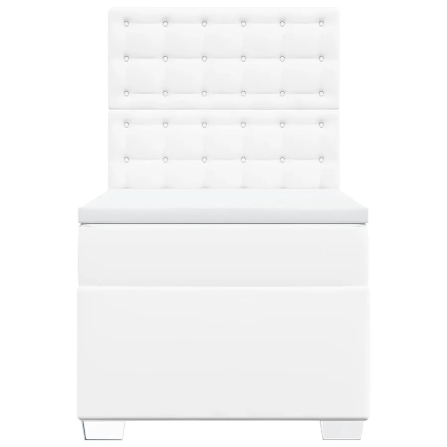 Sommier à lattes de lit avec matelas Blanc 90x190 cm Similicuir - 4