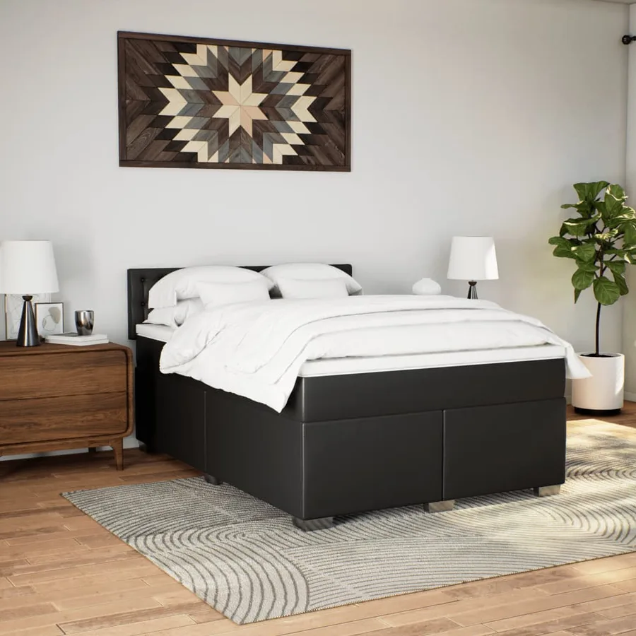 Sommier à lattes de lit avec matelas Noir 160x200 cm - 3