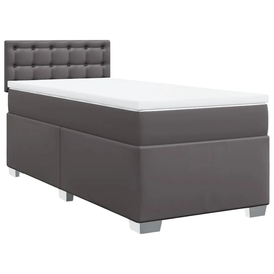 Sommier à lattes de lit avec matelas Gris 90x190 cm Similicuir - 2