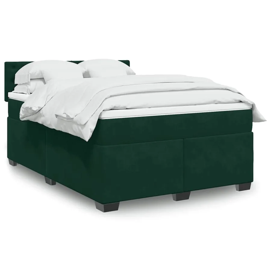 Sommier à lattes de lit et matelas Vert foncé 160x200cm Velours