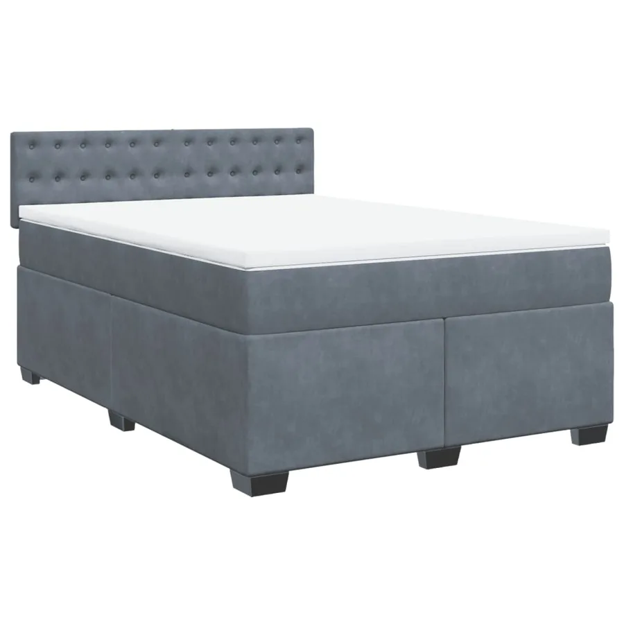 Sommier à lattes de lit et matelas Gris foncé 140x200cm Velours - 2